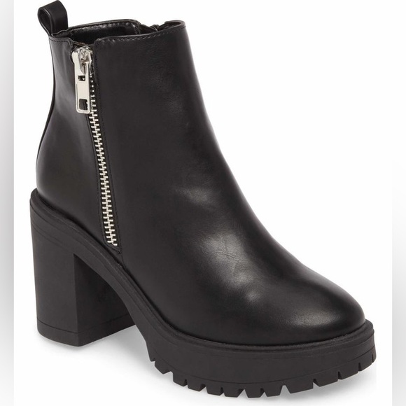 Steve Madden black zipper Y2K chunky heel boot - Picture 1 of 13